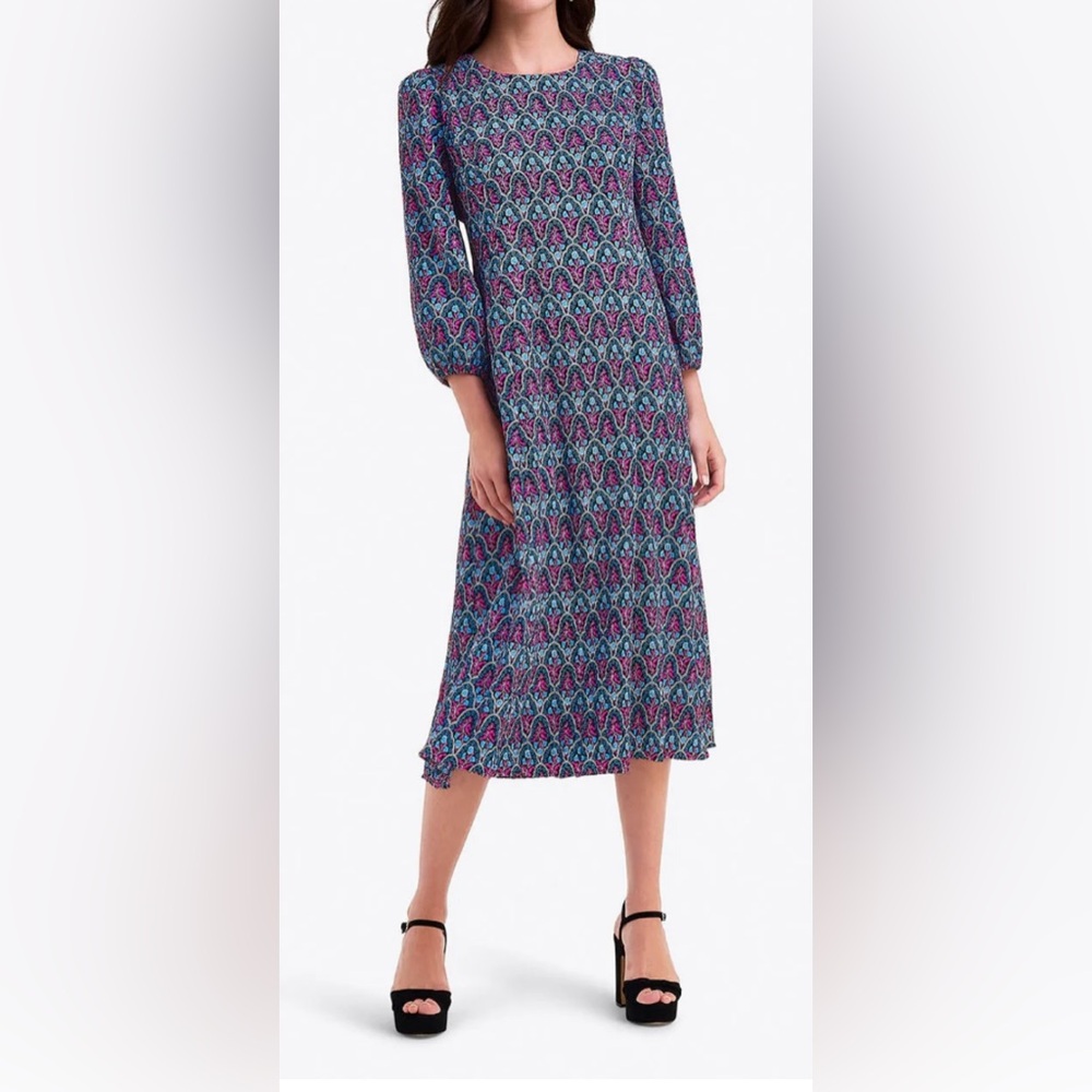 ***NWT***Draper James Blue and Pink Long Sleeve Dress women’s size zero
